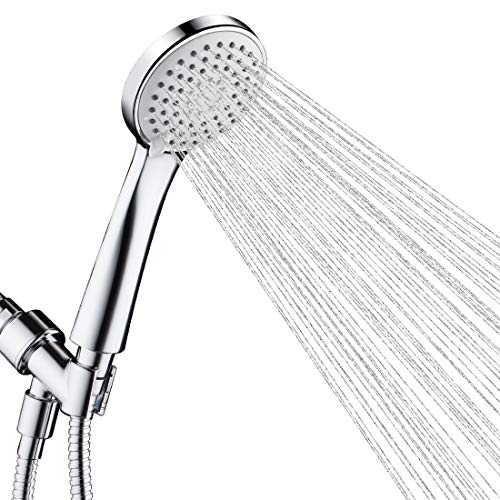 High Pressure Handheld Shower Head 4 Spray Setting Massage Showerhead with Extra Long Hose Adjustable Bracket for Rainfall Shower Bathroom