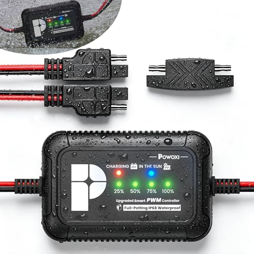 POWOXI Solar Panels Charge Controller, PWM 10A Battery Regulator for 12V Solar Battery Charger, Solar Battery Maintainer and 12 Volt Batteries Power Kit
