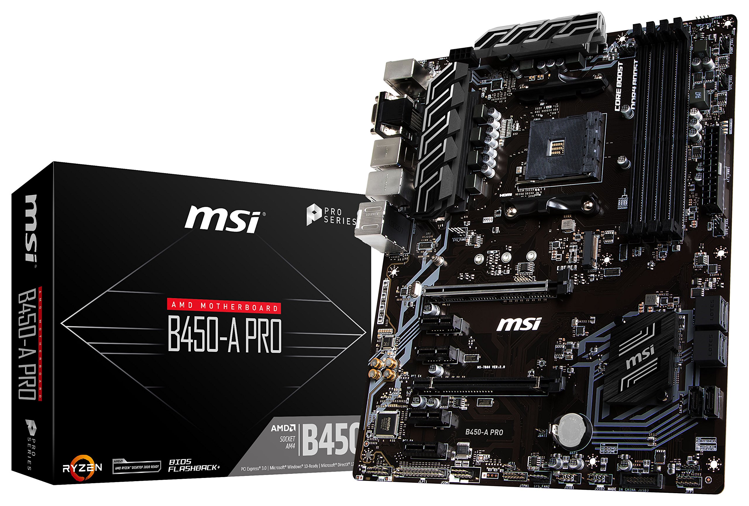 Book Cover MSI ProSeries AMD Ryzen 1st and 2nd Gen AM4 M.2 USB 3 DDR4 D-SUB DVI HDMI Crossfire ATX Motherboard (B450-A PRO) B450-A PRO Motherboard