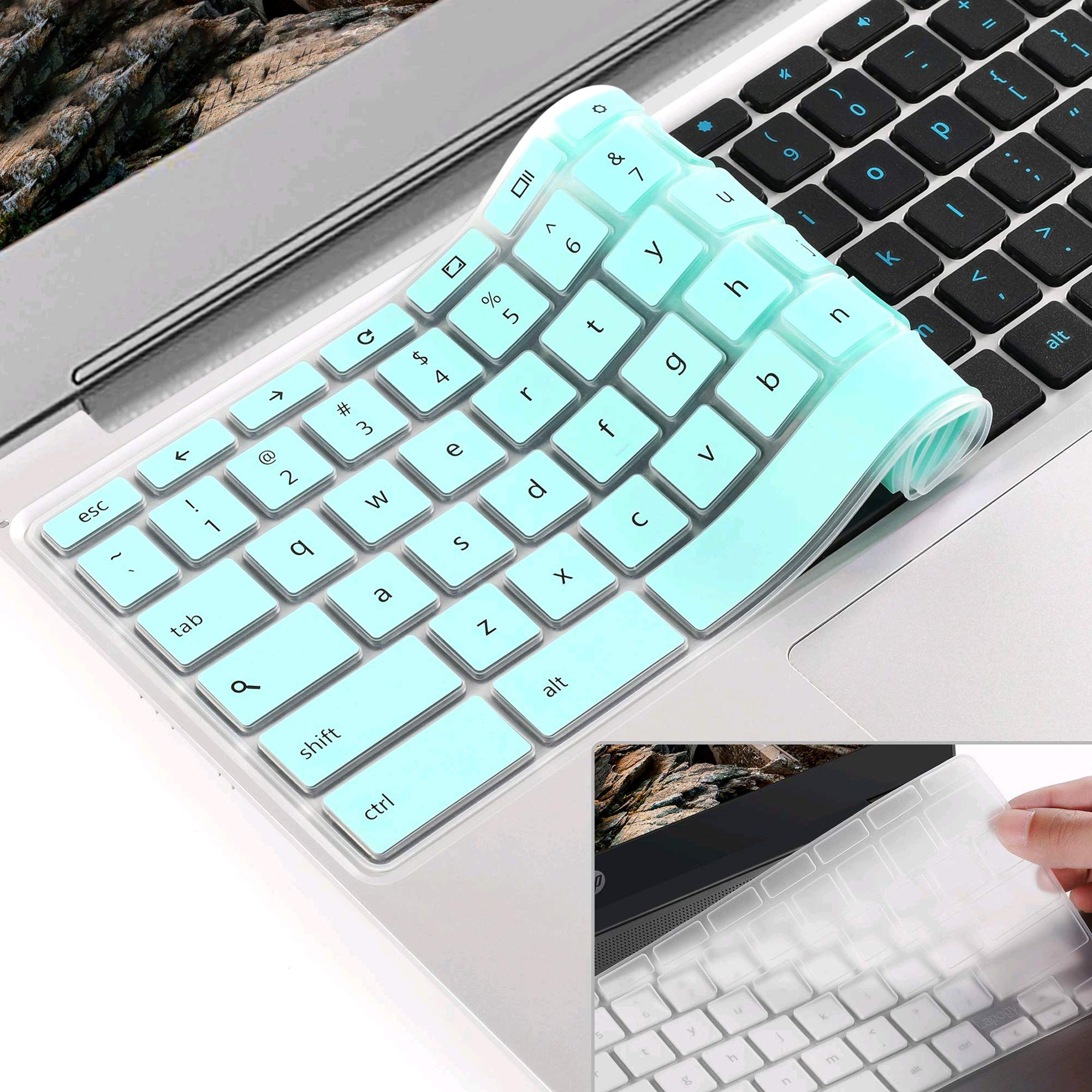 [2 Pack]Samsung chromebook 4 keyboard cover skin for Samsung Chromebook 11.6/15.6 inch Chromebook 2 XE500C12, Chromebook 3 XE500C13,Chromebook Plus V2 2-in-1 XE520QAB 12.2(Clear and Purple)