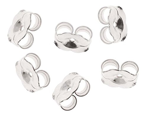 Cutesmile Fashion Jewelry 14K Gold/White Gold Earring Backs - 6 Pieces Replacement Earring Backs (White Gold)