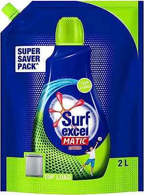 Surf Excel Matic Top Load Liquid Detergent Refill Pouch - Super Saver Pack Specially Designed For 100% Tough Stain Removal In Top Load Machines, 2 L