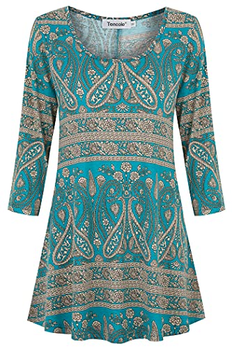 Tencole 3/4 Sleeve Shirts for Women Dressy Tunic Tops Casual Wear with Floral