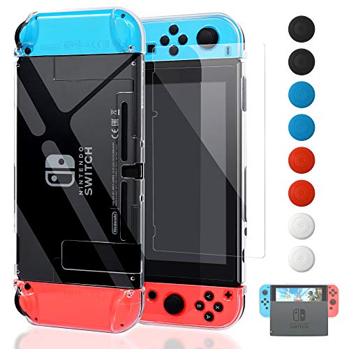 Book Cover Dockable Cover Case for Nintendo Switch, FYOUNG Protective Case for Nintendo Switch with Screen Protector for Nintendo Switch - Crystal Clear