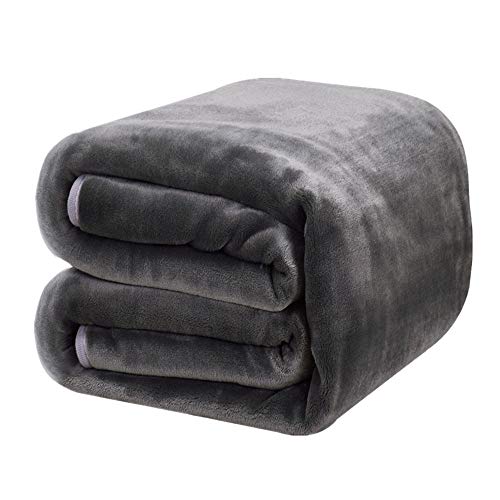 DREAMFLYLIFE Luxury Fleece Blanket All Season Blanket Super Soft Blanket Bed Warm Blanket Couch Lightweight Blanket Dark Grey King-Size, 90x108 in
