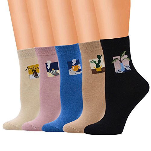 Women Socks Clearance Sale WEUIE Women Cute Cotton Medium Illustrations Pattern Lady Socks Tube Socks