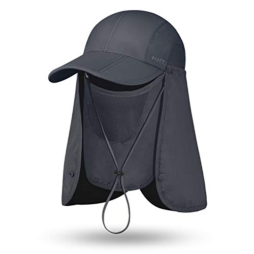 RUNCL UV Sun Protection Hat, Fishing Hat, UPF 50+ Foldable Sun Cap, Baseball Cap with Removable Neck Flap Full Coverage