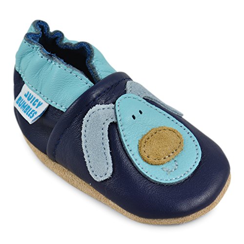 Book Cover Soft Leather Baby Boy Shoes - Baby Shoes with Suede Soles - Dog 12-18 Months