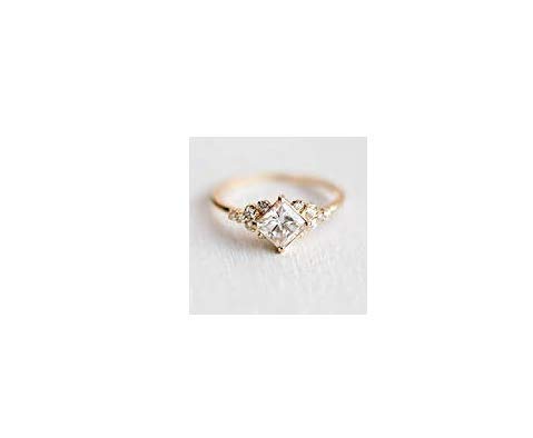 suchadaluckyshop siamsmile Tiny Crystal Ring Gold Color Ring Dainty Ring Stackable Ring For Women Size 6-10 (6)