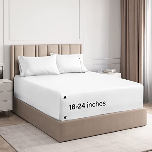 Extra Deep Pocket Sheets - 4 Piece Sheet Set - Deep Pocket Twin Sheets - Extra Deep Pocket Twin Sheets - Deep Fitted Sheet Set - Extra Deep Pocket Twin Size Sheets - Easily Fits Extra Deep Mattresses