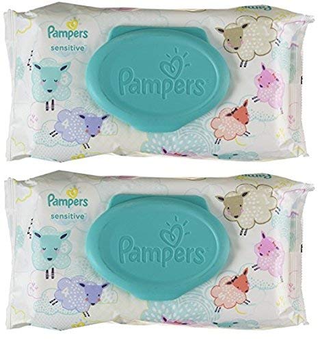 Book Cover Pampers Sensitive Water Baby Wipes 2X Pop-Top Pack, 56 Count (112 Total Count)