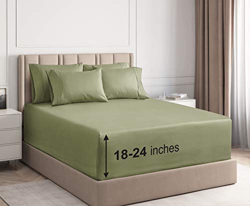 Extra Deep Pocket Sheets - 6 Piece Sheet Set - Queen Sheets Deep Pocket- Extra Deep Pocket Queen Sheets - Deep Fitted Sheet Set - Extra Deep Pocket Queen Size Sheets - Easily Fits Extra Deep Mattress
