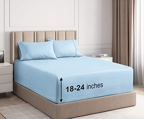 Extra Deep Pocket Sheets - 4 Piece Sheet Set - Deep Pocket Twin Sheets - Extra Deep Pocket Twin Sheets - Deep Fitted Sheet Set - Extra Deep Pocket Twin Size Sheets - Easily Fits Extra Deep Mattresses