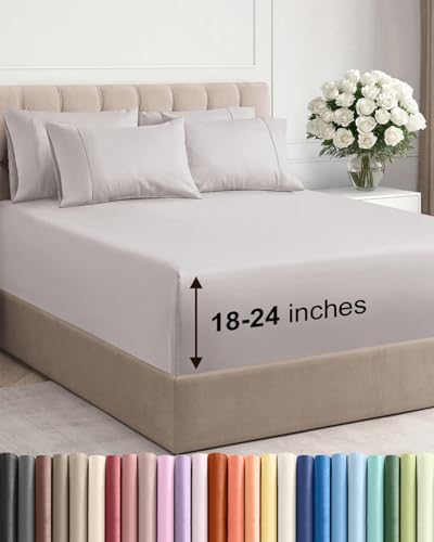 Extra Deep Pocket Sheets - 6 Piece Sheet Set - Cal King Size Sheets Deep Pocket - Extra Deep Bed Sheets - Deep California King Fitted Sheet Set - Super and Ultra Deep Sheets - for Extra Deep Mattress