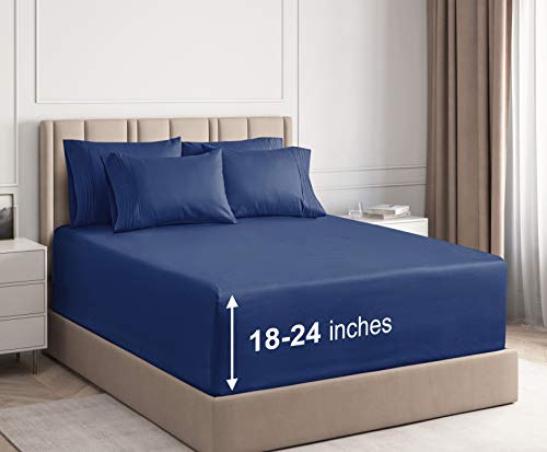 Extra Deep Pocket Sheets - 6 Piece Sheet Set - Cal King Size Sheets Deep Pocket - Extra Deep Bed Sheets - Deep California King Fitted Sheet Set - Super and Ultra Deep Sheets - for Extra Deep Mattress