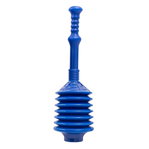 Professional Bellows Accordion Toilet Plunger, High Pressure Thrust Plunge Removes Heavy Duty Clogs from Clogged Bathroom Toilets, All Purpose Commercial Power Plungers for Any Bathrooms, Blue