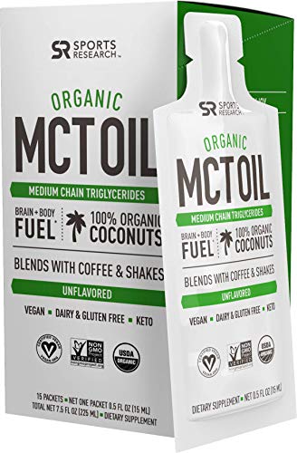 Book Cover Organic MCT Oil Travel Packets (15 per Box) | Great in Keto Coffee,Tea, Smoothies & Salad Dressings | Non-GMO Project Veified & Vegan Certified (Unflavored)