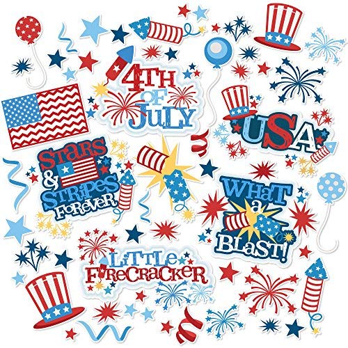 Paper Die Cuts - July 4th - Over 60 Cardstock Scrapbook Die Cuts - by Miss Kate Cuttables