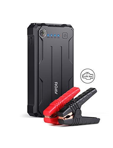 Roav Jump Starter Pro, by Anker, 800A Peak 12V for Gas Engines up to 6.0L or Diesel Engines up to 3.0L, Emergency Portable Charger with Advanced Safety Protection, Built-in LED Flashlight and Compass