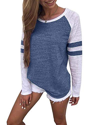 Yidarton Women's Color Block Long/Short Sleeve T Shirt Casual Round Neck Tunic Tops