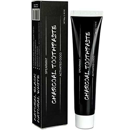 Charcoal Teeth Whitening Toothpaste-ESSLUX Natural Teeth Whitener with Activated Charcoal for Tooth Whitening and Fresh Breath, Fluoride Free - Spearmint