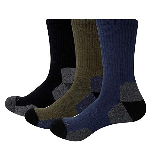 YUEDGE Men's Performance Cotton Cushion Crew Socks Athletic Outdoor Sports Hiking Socks(X-Large)