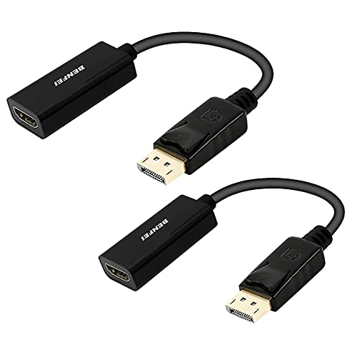 Book Cover BENFEI DisplayPort to HDMI Adapter 2 Pack, DP Display Port to HDMI Converter Male to Female Gold-Plated Cord