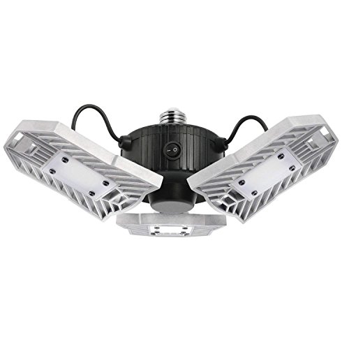Motion Activated LED Garage Lights, 60W Adjustable Trilights Garage Ceiling Light, High Bay Deformable LED Corn Light Bulbs with Motion Sensor 6000LM 6000K, HID HPS Metal Halide Lamps 300W Equiv.