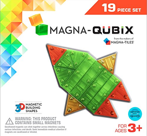 Magna-Qubix 19-Piece Set, The Original Magnetic Building Blocks for Creative Open-Ended Play, Educational Toys for Children Ages 3 Years +