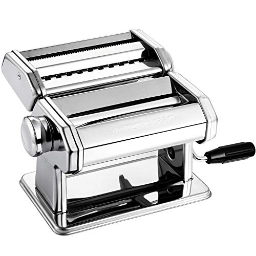 Book Cover Alloyseed Stainless Steel Maker Homemade Noodle Machine with Adjustable Roller, Pasta Cutter, Hand Crank
