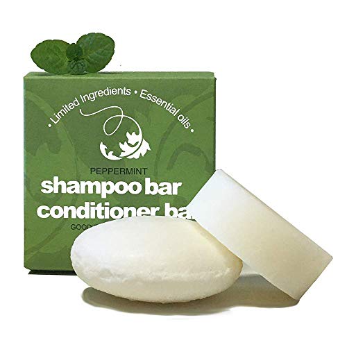 Whiff Shampoo Bar and Conditioner Bar, Peppermint Essential Oil, Limited Ingredients, No Colorings, Concentrated Formula, Made USA