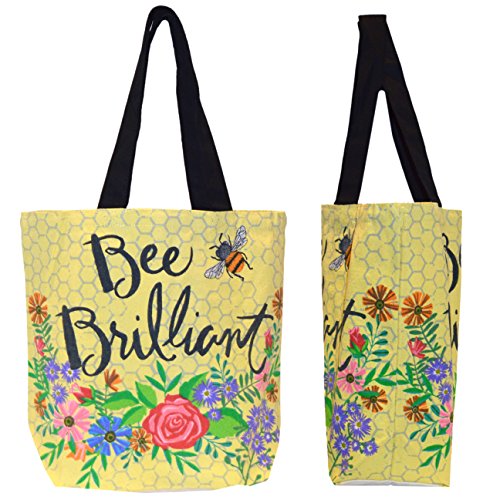 Shopper Tote Bag - Floral Design Bee Brilliant, Eco-Friendly Reusable Multipurpose Canvas Grocery Bag