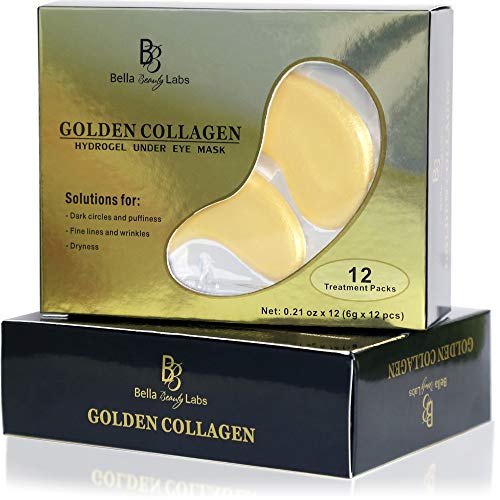 Under Eye Collagen Patches - Best Eye Treatment 24K Gold Collagens Mask - Anti-aging and Anti Wrinkle Effect - Reduces Puffiness and Dark Circles