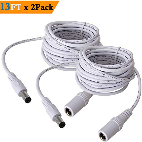 Book Cover 5.5mm x 2.1mm Extension Cord 13FT, DC 12v Power Supply Adapter for CCTV Security Camera Surveillance Indoor Wireless IP Camera Dvr Standalone LED Strip, Car, 12 Volt Male to Female Plug Cable 2 Pack