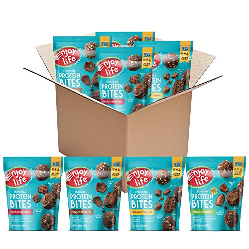 Enjoy Life Foods Chocolate Protein Bites, Dairy Free Snacks, Soy free, 4 Packs Variety Pack 1 Count