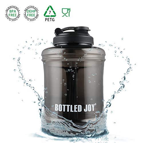 Large Water Bottle Big Sports Water Jug Mammoth Mug Huge Wide Mouth Water Bottle 2.5 Litre Men Handheld Fit Leakproof Jug for Gym Canteen Travel Outdoor Camping Sturdy BPA-Free PETG Material Black