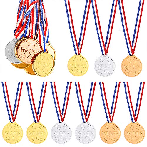 Pllieay 24 Pieces Winner Medals Gold Silver and Bronze Medals for Party Decorations and Awards