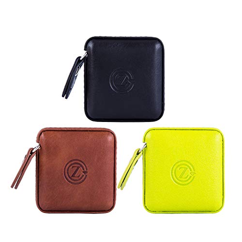 GZ Sewing Tape Measure Leather Retractable Body Measuring Tape 150 cm 60 Inch Tailor Fabric Small Tape Measure with Push Button, Black Brown Green, Square (3 Pack)