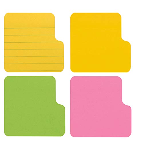 Tab Divider Notes, Divider Sticky Notes, 4 Assorted Neon Colors tabs-Bookmark, Prioritize and Set Goals with Color Coding