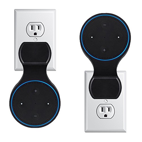 LtMirror Outlet Wall Mount Holder Case for Amazon Alexa Echo Dot 2nd Generation Hanger Shelf Accesories with Short Charging Cable, Space-Saving for Your Smart Home Speakers-Black