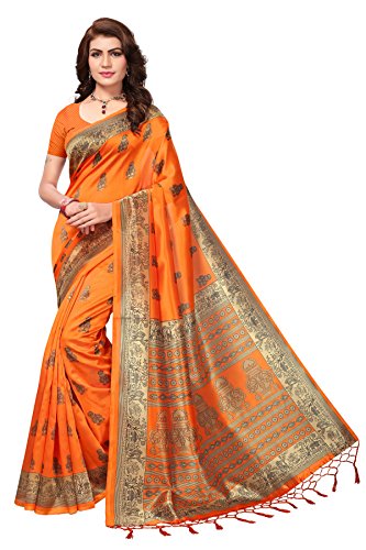 ANNI DESIGNER Silk Saree with Blouse Piece Orange