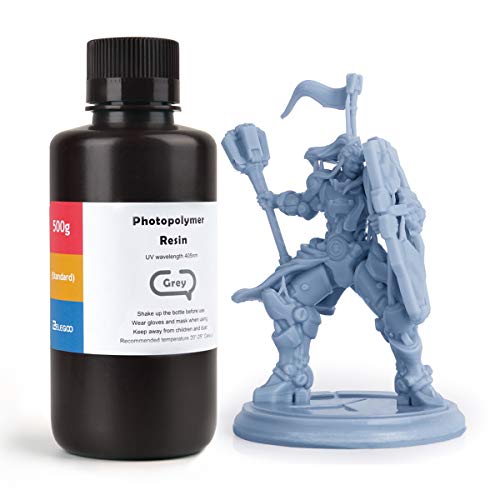 ELEGOO ABS-Like 3D Printer Rapid Resin LCD UV-Curing Resin 405nm Standard Photopolymer Resin for LCD 3D Printing 500Gram Grey