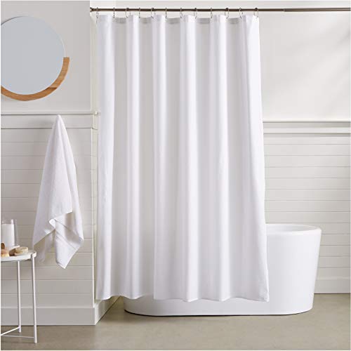 Book Cover AmazonBasics Waffle Weave Shower Curtain - 72 Inch, White