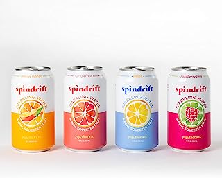 Spindrift Sparkling Water, 4 Flavor Variety Pack, Made with Real Squeezed Fruit, 12 Fluid Ounce Cans, Pack of 20 Seltzer Water Cans