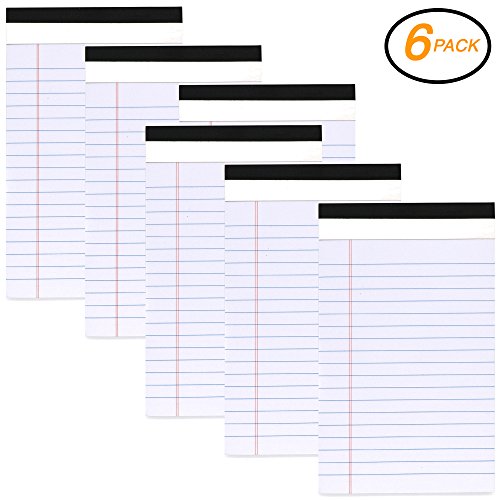 Book Cover Emraw White Jr. Perforated Edge Legal Ruled Universal 50 Sheets Letter Writing Pad- 50 Ct. 5 Inch X 8 Inch (Pack of 6)