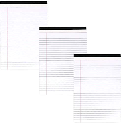Emraw White Micro Perforated Edge Legal Ruled Universal 50 Sheets Letter Size Writing Pad- 50 Ct. 8.5" X 11.75" (Pack of 3)