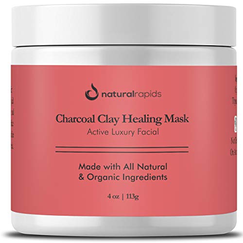 Book Cover Indian Healing Clay With Charcoal Face Mask - Best For Blackheads And Acne Treatment - Calcium Bentonite Clay Mask - Facial Cleanser, Blackhead Remover, And Pore Minimizer