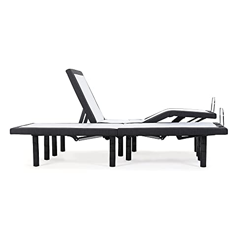 Blissful Nights e4 Adjustable Bed Base Frame with Massage, Anti-Snore, Zero Gravity, Dual USB Charging, Under Bed Nightlight, Wireless Remote Head & Foot Incline (Split King)