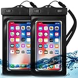 EcoGear FX Waterproof Phone Bag Pouch - Universal IPX8 Water Proof Cell Phone Dry Bag for iPhone X/8/8plus/7/7plus/6s/6/6s Plus Samsung Galaxy s8/s7 Google Pixel HTC10 (Black 2-Pack)
