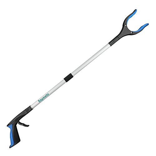 Grabber Reacher Tool for Elderly, 32" Foldable Picker Upper Grabber, Long Handy Mobility Aids, Reaching Assist Tool for Trash Claw Pick up, Litter Picker, Garden Nabber, Arm Extension (Blue)